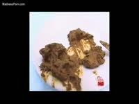Working for cash on her first night this barely legal Asian eats her first pile of warm scat